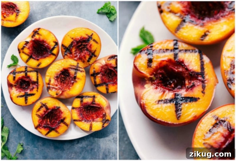 Perfectly Grilled Peaches: Sweet and Smoky Delight for Summer Juicy grilled peaches with beautiful smoky char marks straight off the grill.