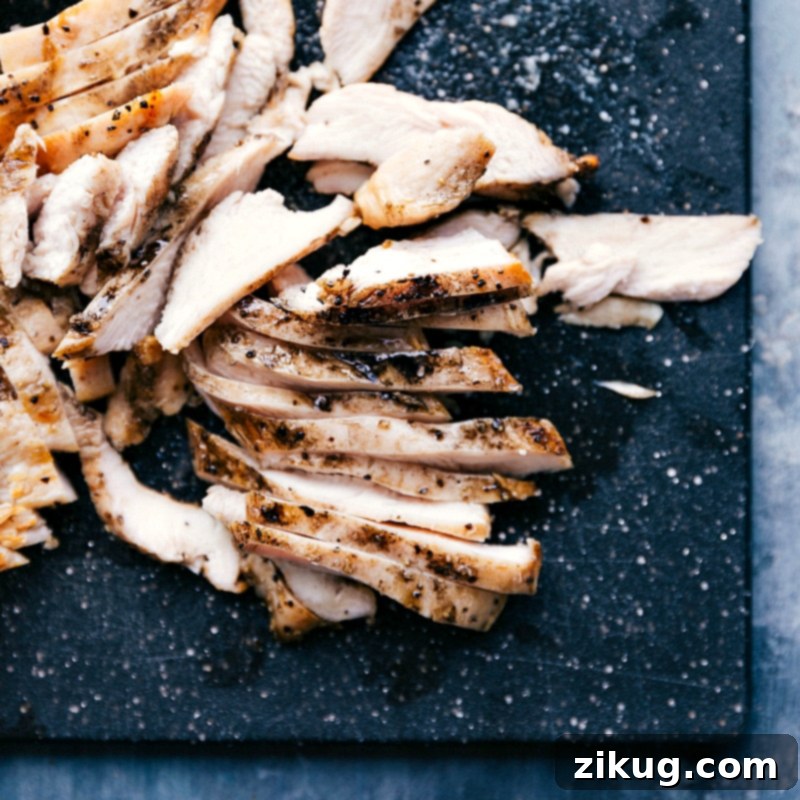 Perfectly cooked and tender chicken breasts, ready to be shredded for the apricot chicken recipe.