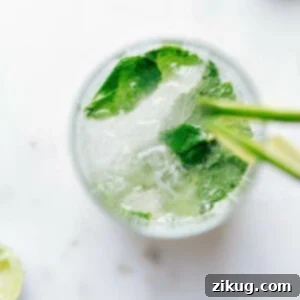 A refreshing virgin mojito topped with fresh mint leaves, served in a tall glass.