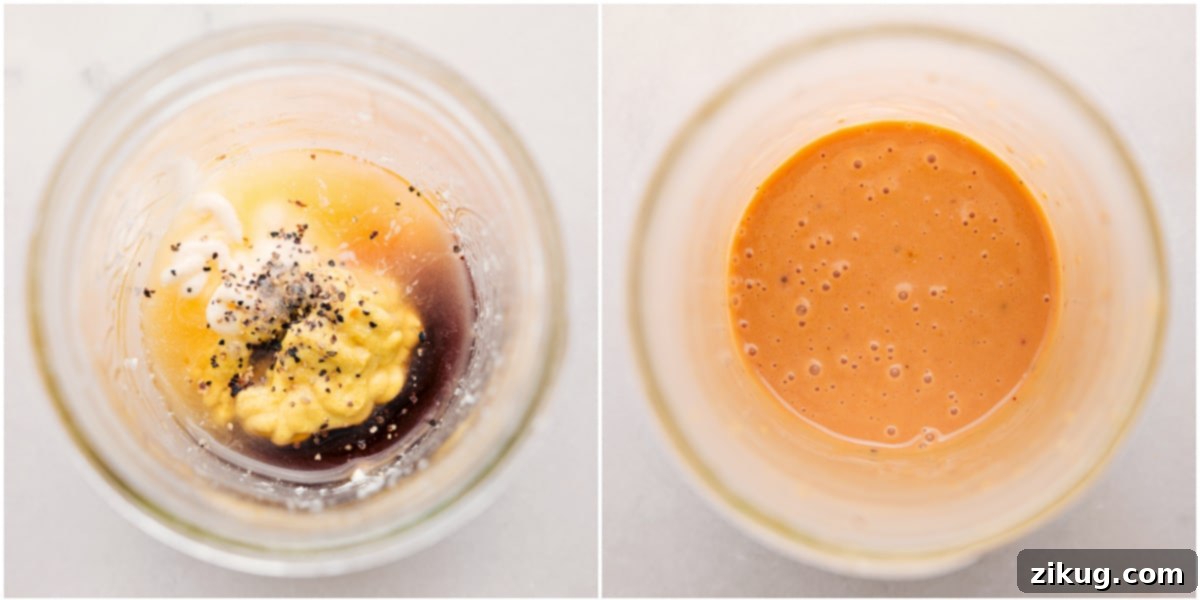 Homemade honey BBQ dressing being shaken in a mason jar, ensuring all ingredients are well combined for the Crispy Chicken Salad.