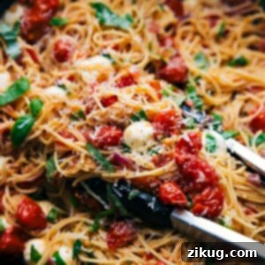 A finished bowl of Zesty Italian Pasta ready to be served