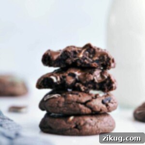 Mint Chocolate Chip Cookies - A delectable image showcasing a stack of freshly baked cookies.