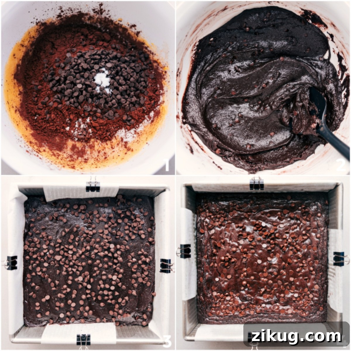 Adding Dutch-processed cocoa powder, a pinch of salt, and a generous amount of chocolate chips to the brownie batter before baking.