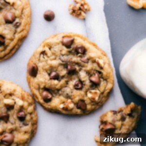 DoubleTree cookies loaded with chocolate chips and walnuts, ready to eat.