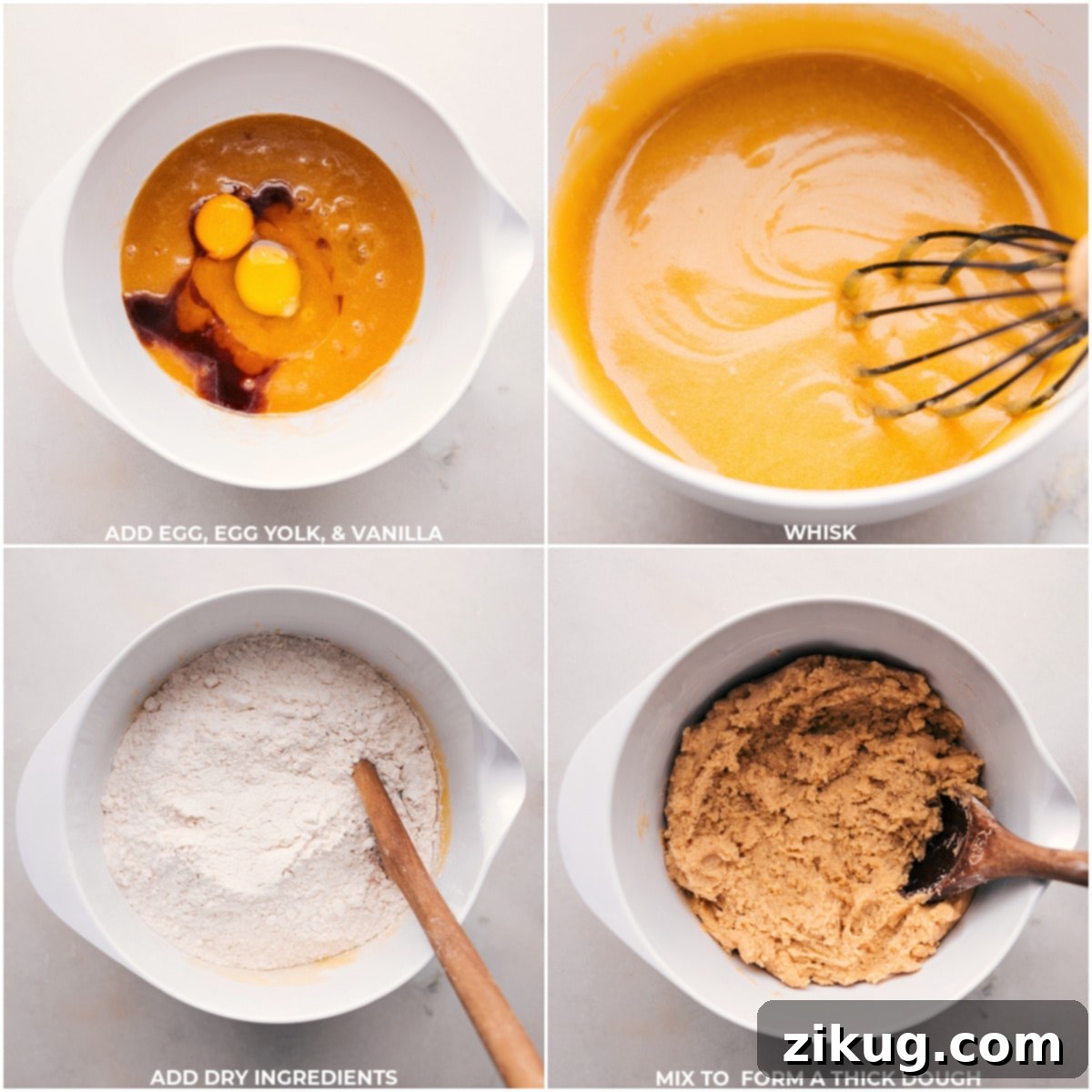 How To Make Cinnamon Roll Cookies Wet and dry ingredients perfectly combined, with flour gradually incorporated to form a smooth, pliable dough for cinnamon roll cookies.