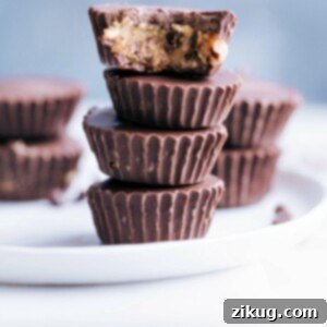 Finished Healthy Cookie Dough Cups presented beautifully in a recipe card layout