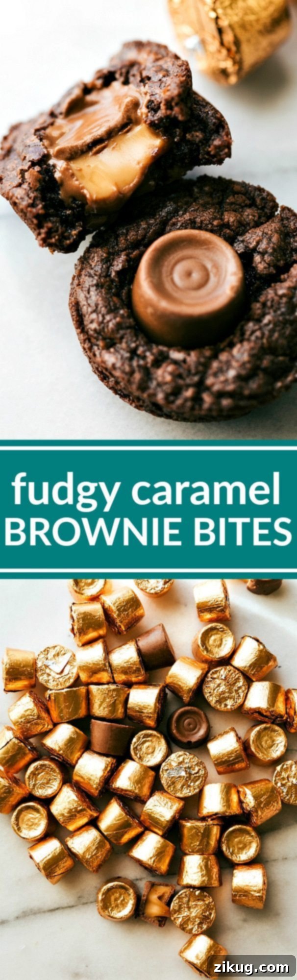 Decadent Rolo Brownie Minis 2 Crave-worthy fudgy mini brownie bites featuring a rich chocolate base and a molten caramel Rolo center. The ultimate easy chocolate caramel dessert, perfect for any occasion! via chelseasmessyapron.com