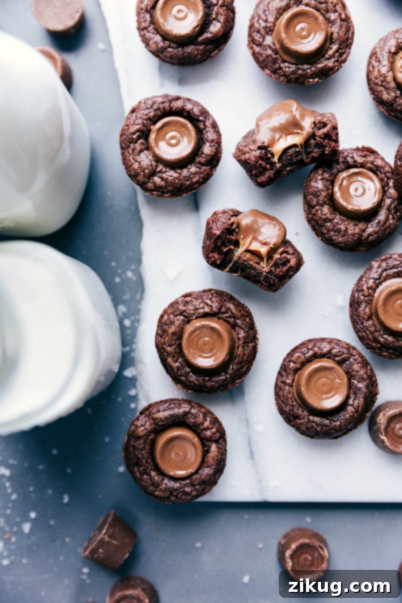 Delicious Mini Brownie Bites with Rolos Delicious mini brownie bites with Rolos, a perfect chocolate and caramel dessert.