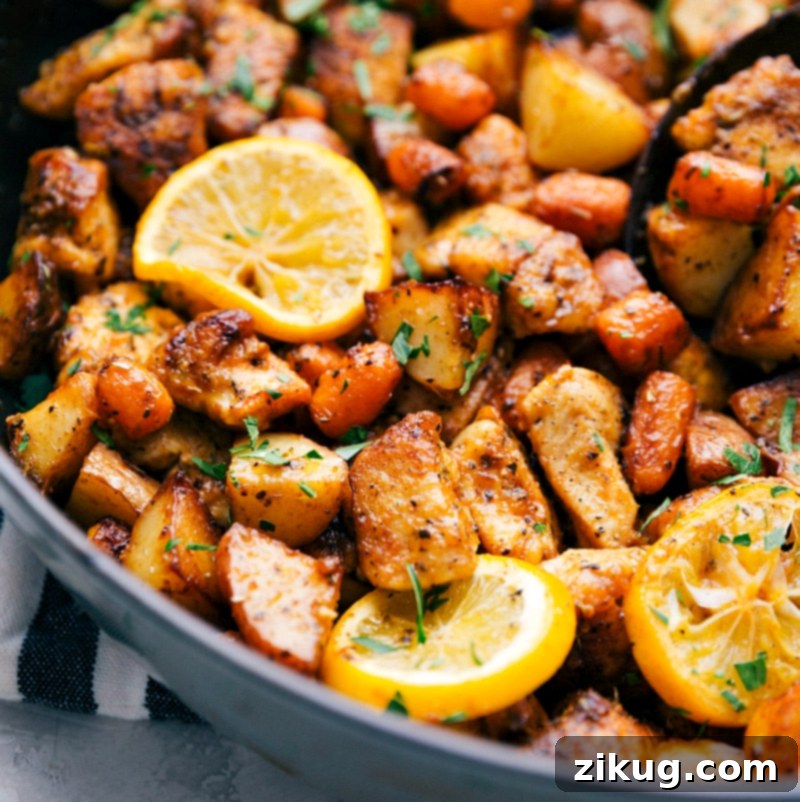 A healthy, fresh, and flavorful one-skillet meal - Lemon Chicken and Potatoes. Lemon Chicken and Potatoes