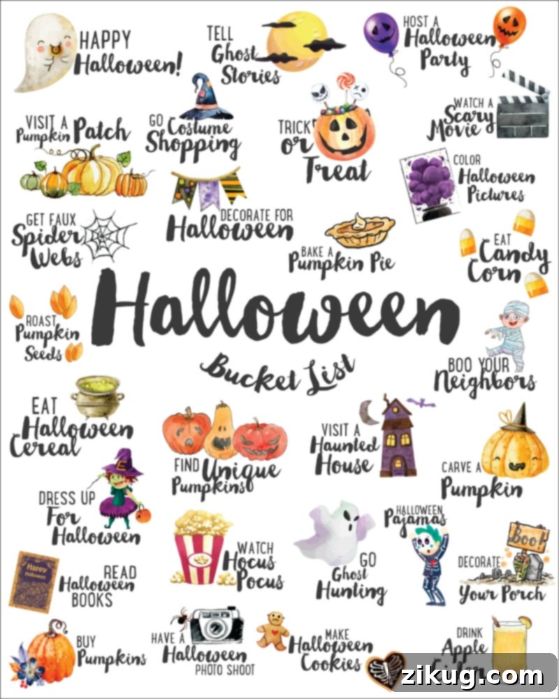 Make the most of Halloween with this Free Printable Halloween Bucket List, full of spooky and fun activities for all ages. Halloween Bucket List with spooky elements like ghosts, bats, and pumpkins, featuring fun seasonal activities.