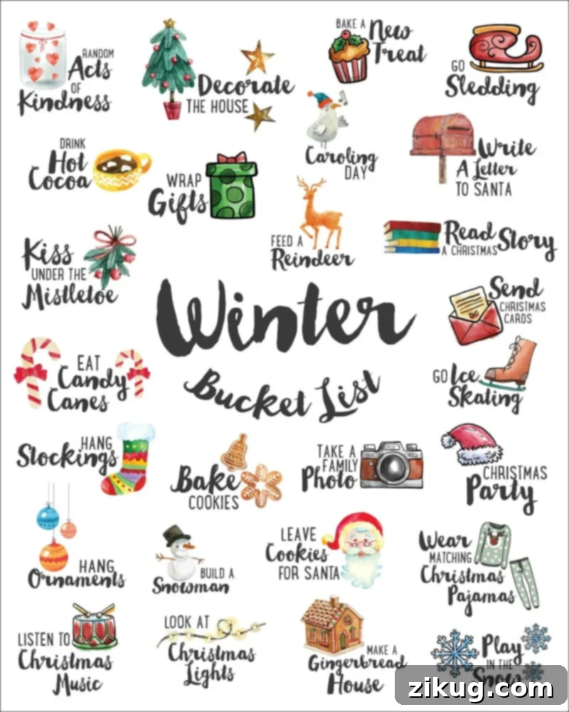 No-Cost Winter Wonders 2 Free printable winter bucket list featuring various cozy and adventurous winter activities to mark off.