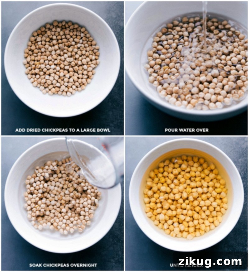 Preparing Chickpeas: Soaking Overnight for Falafel Recipe Chickpeas being prepped, soaking overnight in preparation for this recipe.