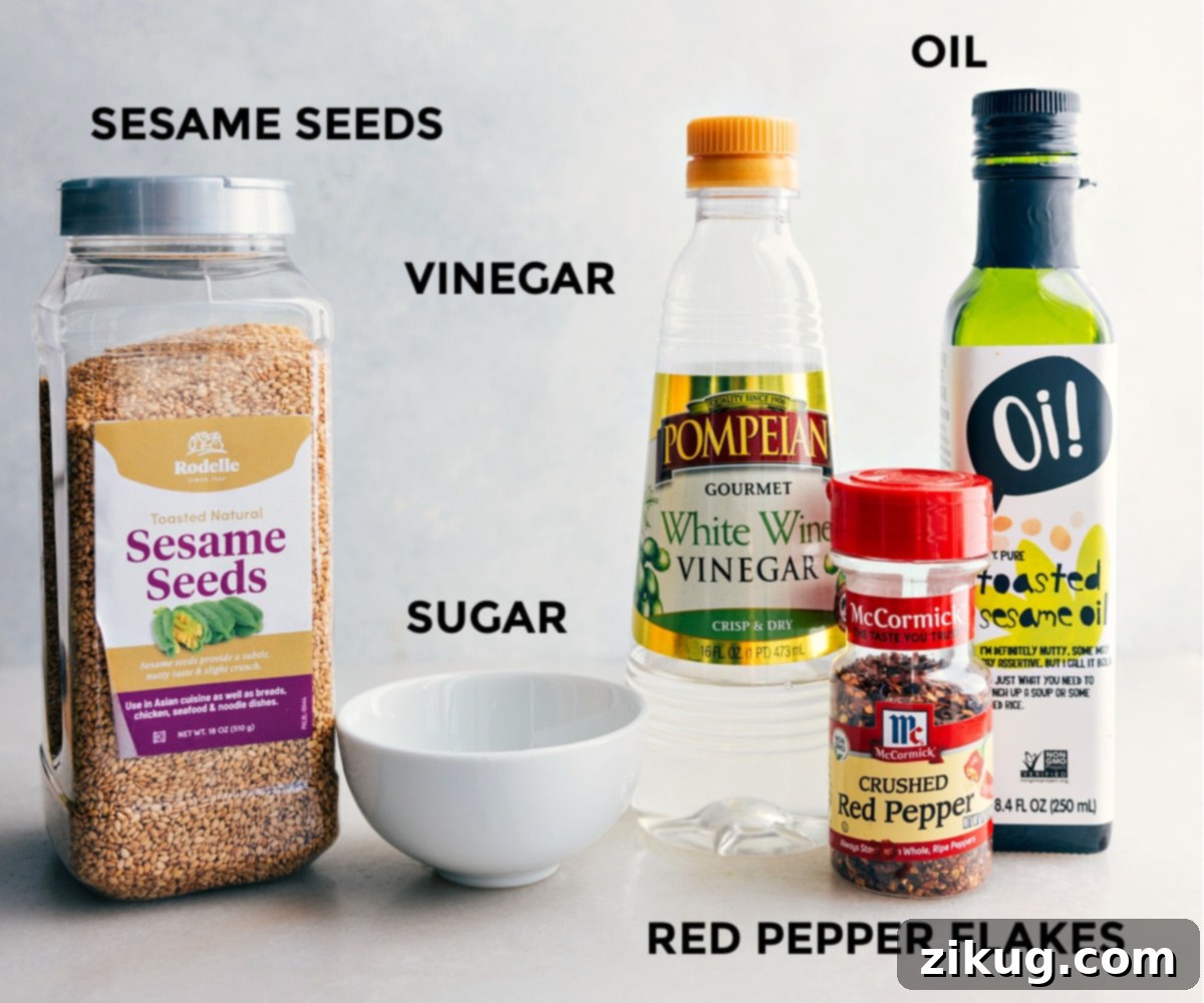 The dressing in this recipe prepped out for easy assembly.