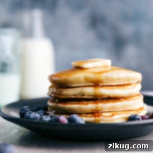 Fluffy Greek Yogurt Pancakes 3 Stack of Greek Yogurt Pancakes.