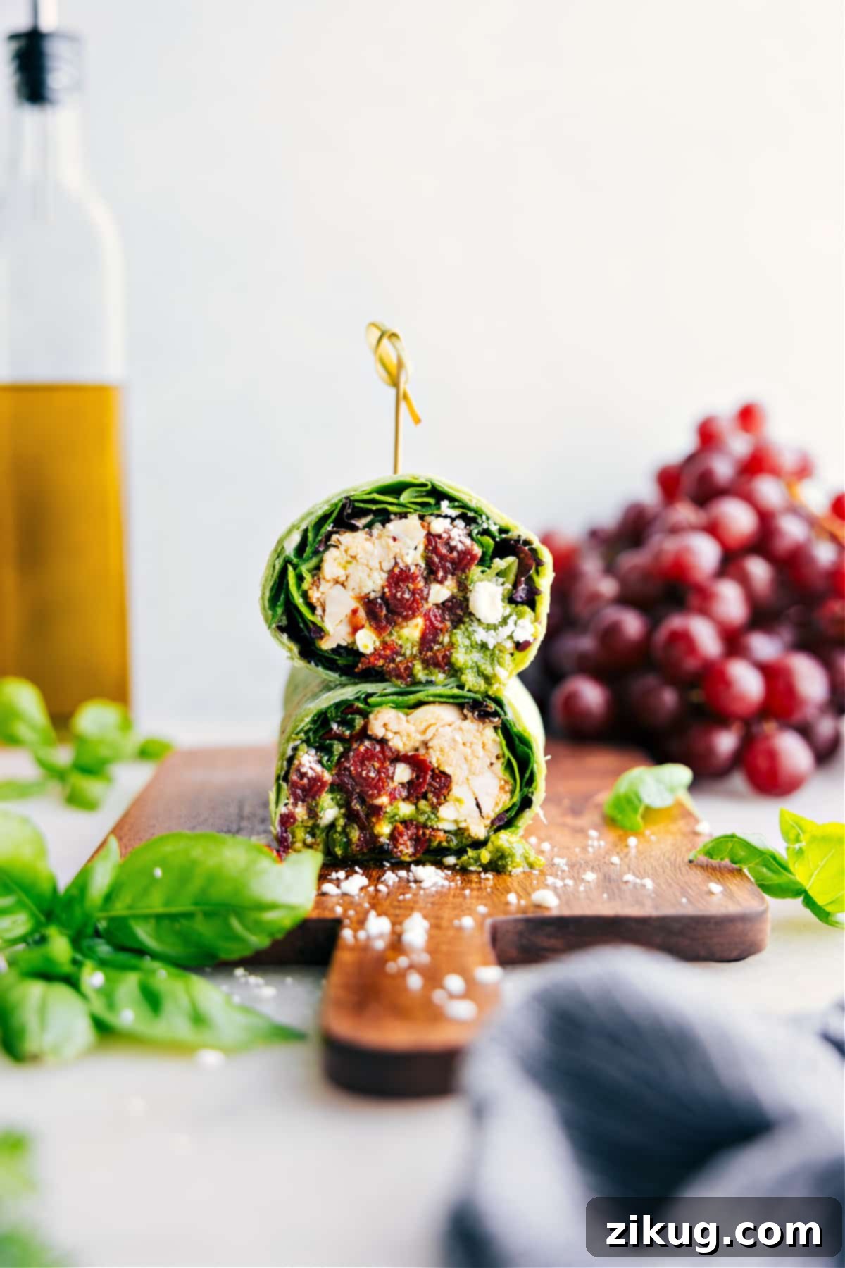 This easy and healthy Mediterranean Wrap recipe beautifully prepped and ready to be enjoyed immediately, making for a perfect quick lunch or light dinner option.