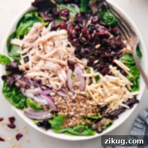 Giant Turkey Cranberry Salad freshly dressed ready to be enjoyed.