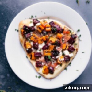 Delicious Beet and Goat Cheese Flatbread recipe image.