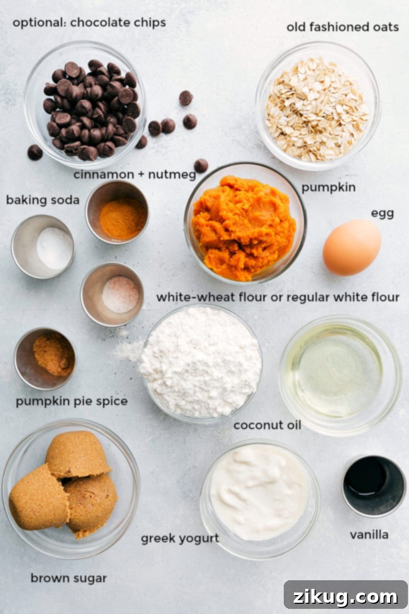 Nutrient-Rich Ingredients for Healthy Pumpkin Bread Ingredients laid out for making nutritious pumpkin bread.