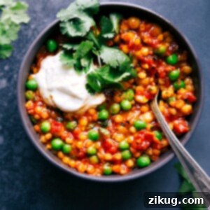 A vibrant bowl of Moroccan Chickpea Stew, perfectly spiced and ready to serve.