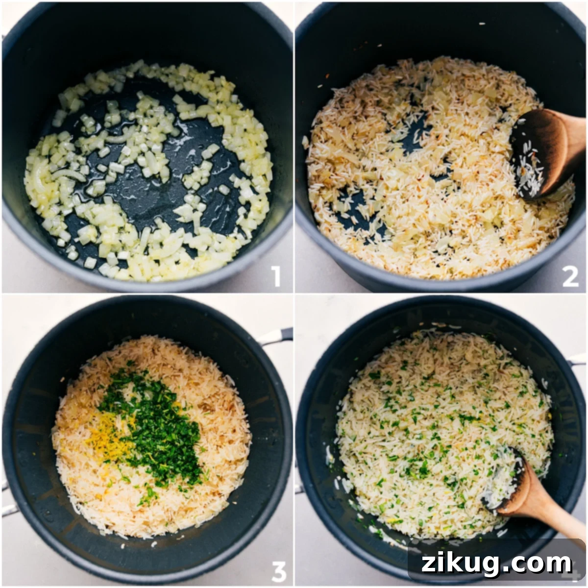 How To Make Lemon-Parsley Rice for Greek Bowls For this Greek ground turkey recipe, sauté the rice with onions and garlic, then add chicken stock, water, herbs, and lemon to cook together in a small pot.