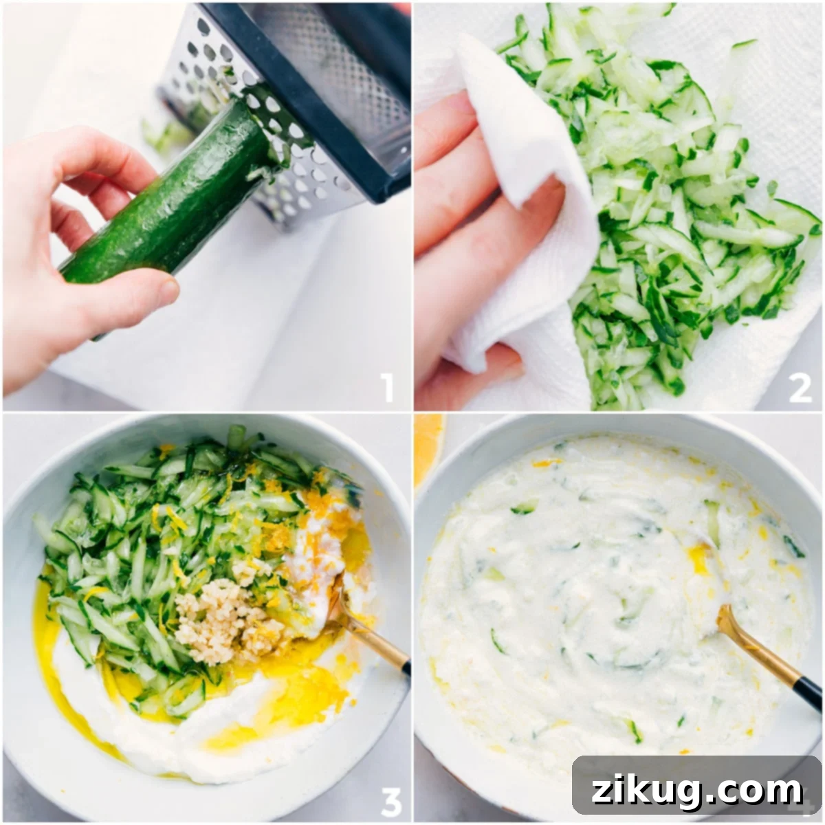 Homemade Tzatziki for Greek Ground Turkey Bowls Make a simple and delicious tzatziki sauce in a bowl to top this Greek Ground Turkey recipe, ready for meal prepping into individual containers.