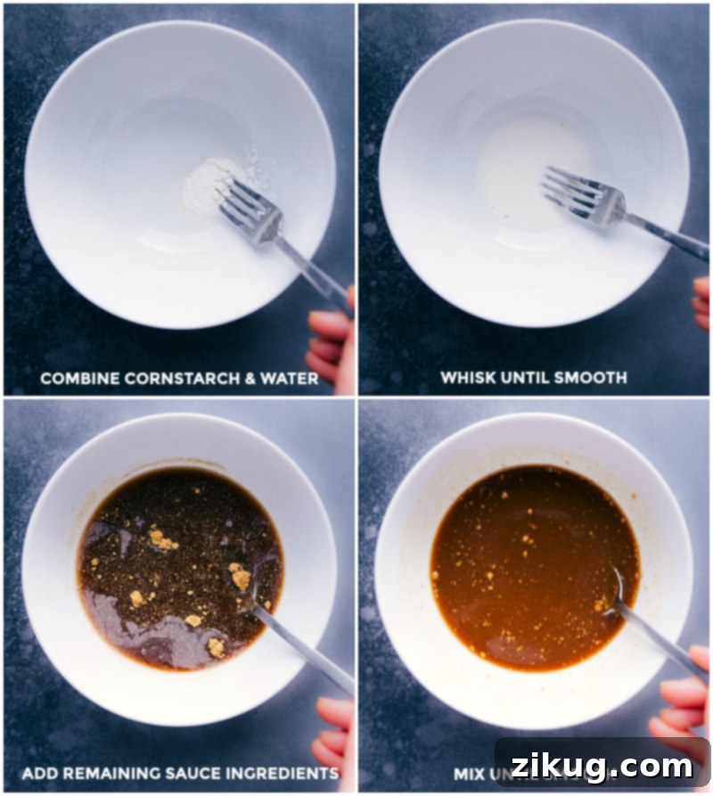 These Asian Ground Turkey bowls are ridiculously flavorful and loaded with texture without loads of sugar! These nutritious bowls are packed with Process shots of making Asian Ground Turkey: whisking together cornstarch and other ingredients to create the flavorful sauce.