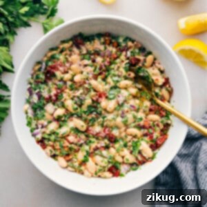 Mediterranean Tuna & White Bean Bowl 4 Tuna-White Bean Salad in a bowl ready to be served and enjoyed.