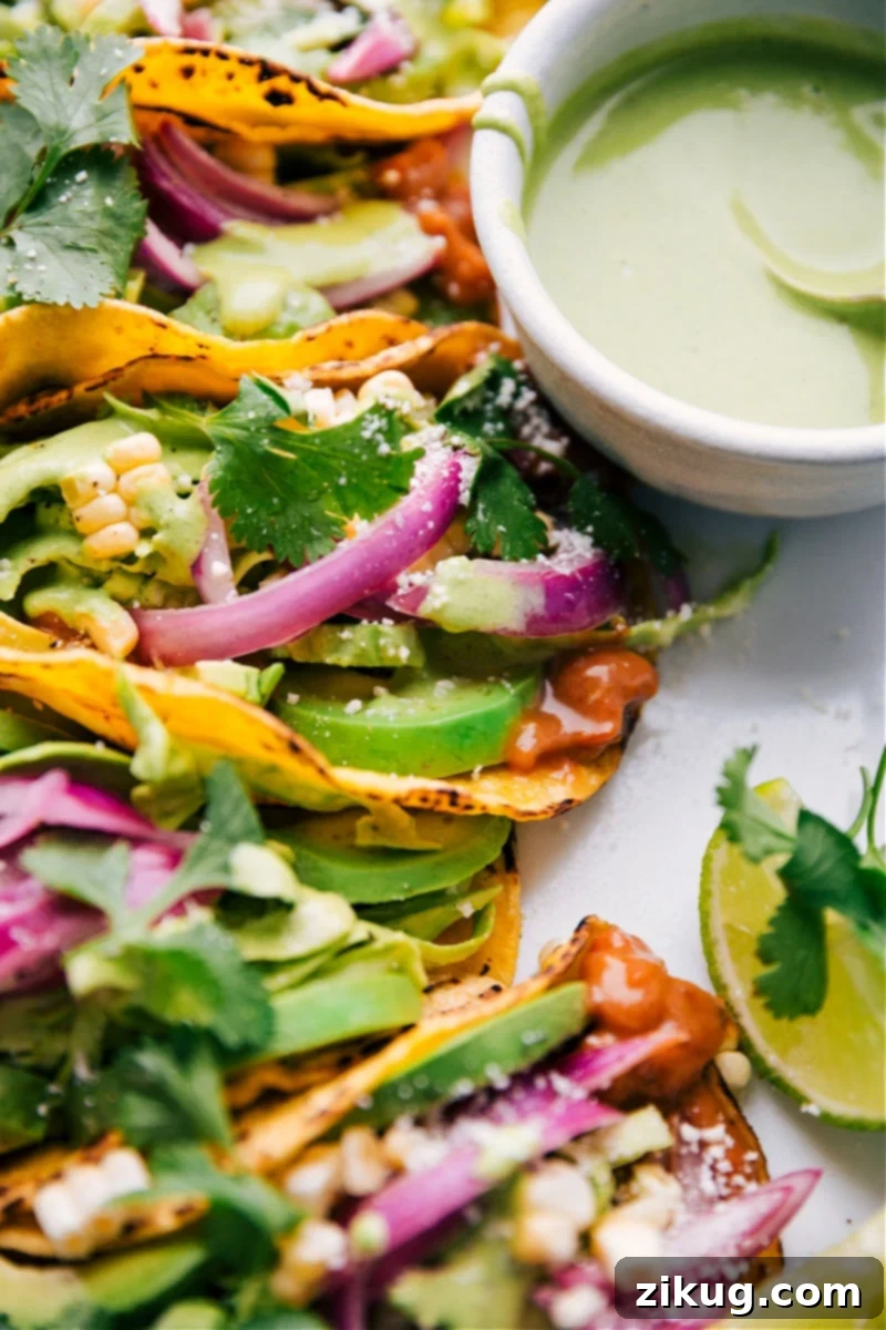 Overhead image of the Pinto Bean Tacos.