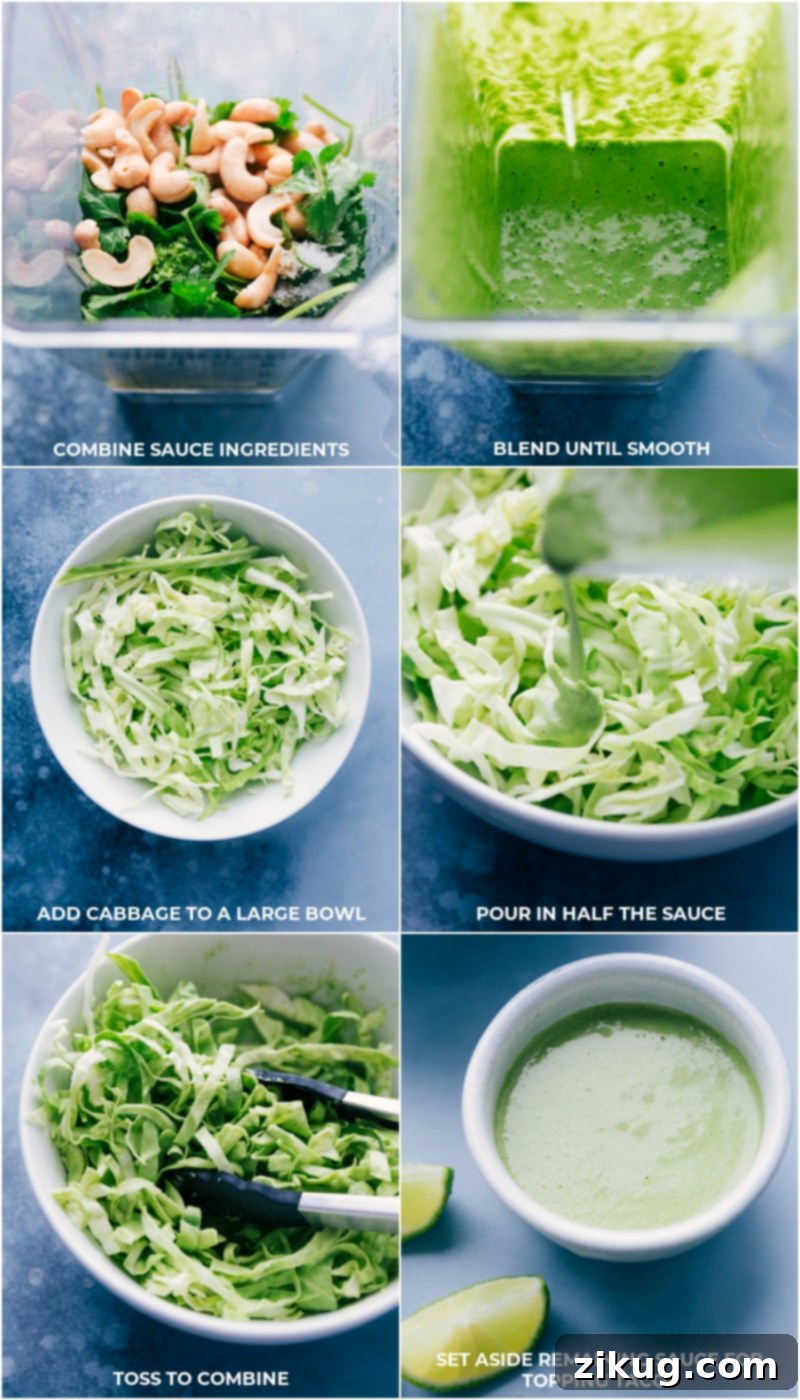 Process shots-- images of the cilantro-cashew sauce that goes on these Pinto Bean Tacos.