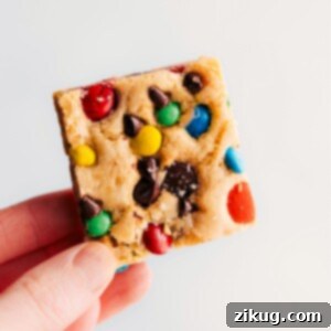 Delicious M&M Cookie Bars, freshly baked and ready to be enjoyed.