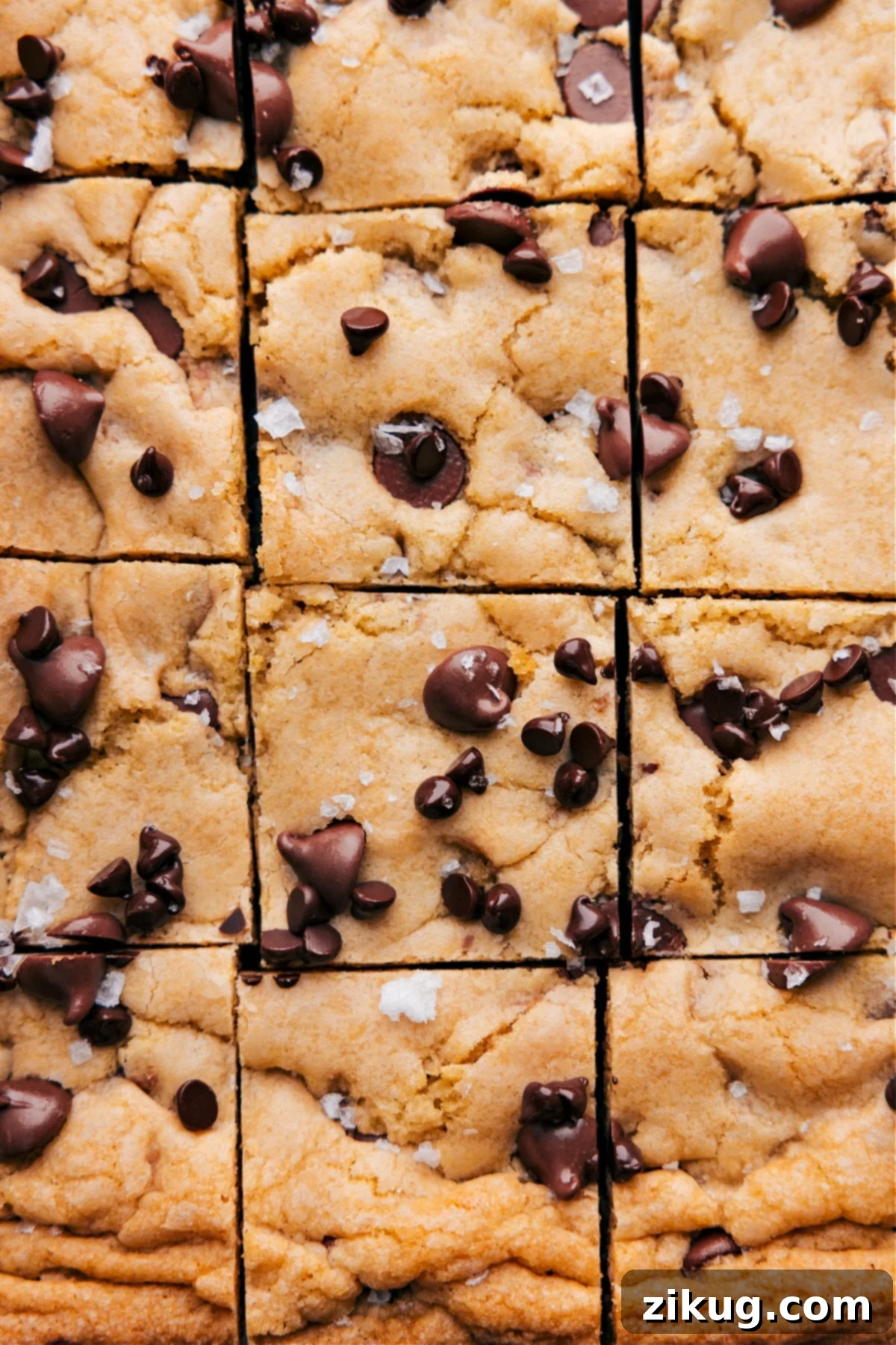 Irresistible Chocolate Chip Cookie Bars Delicious Chocolate Chip Cookie Bars cut into perfect squares, showcasing their soft, chewy texture.
