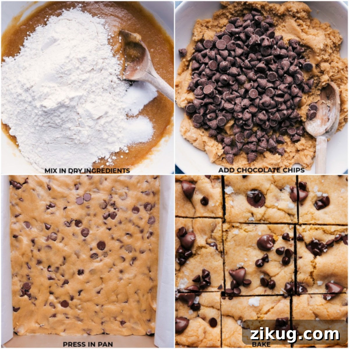 Ultimate Chocolate Chip Cookie Bars 3 Perfectly baked Chocolate Chip Cookie Bars, warm and inviting, ready to be cut and served.