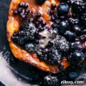 Finished Air Fryer Dutch Baby pancake.