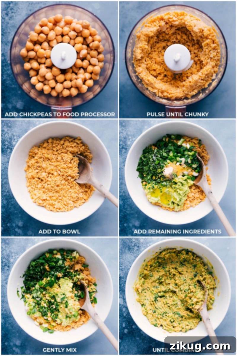 This Chickpea Salad Sandwich is loaded with a creamy chickpea filling that includes lots of fresh veggies and herbs. Recipe via chelseasmessyapron #dinner #lunch #vegan #vegetarian #healthy #quick #easy #simple #best #tomatoes #chickpea #salad #sandwich Process shots showing how to make Chickpea Salad Sandwich filling