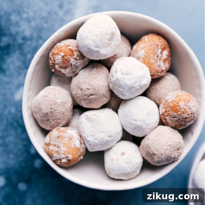 A bowl overflowing with golden-brown donut holes, perfect for quick Easter treat bags.