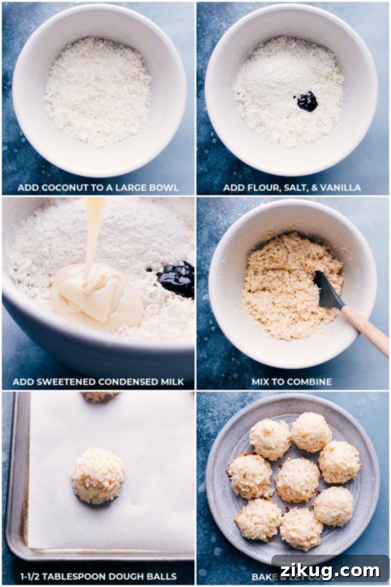 Simple Coconut Macaroons are made with minimal ingredients thanks to the Step-by-step process of making the simple Coconut Macaroons batter.