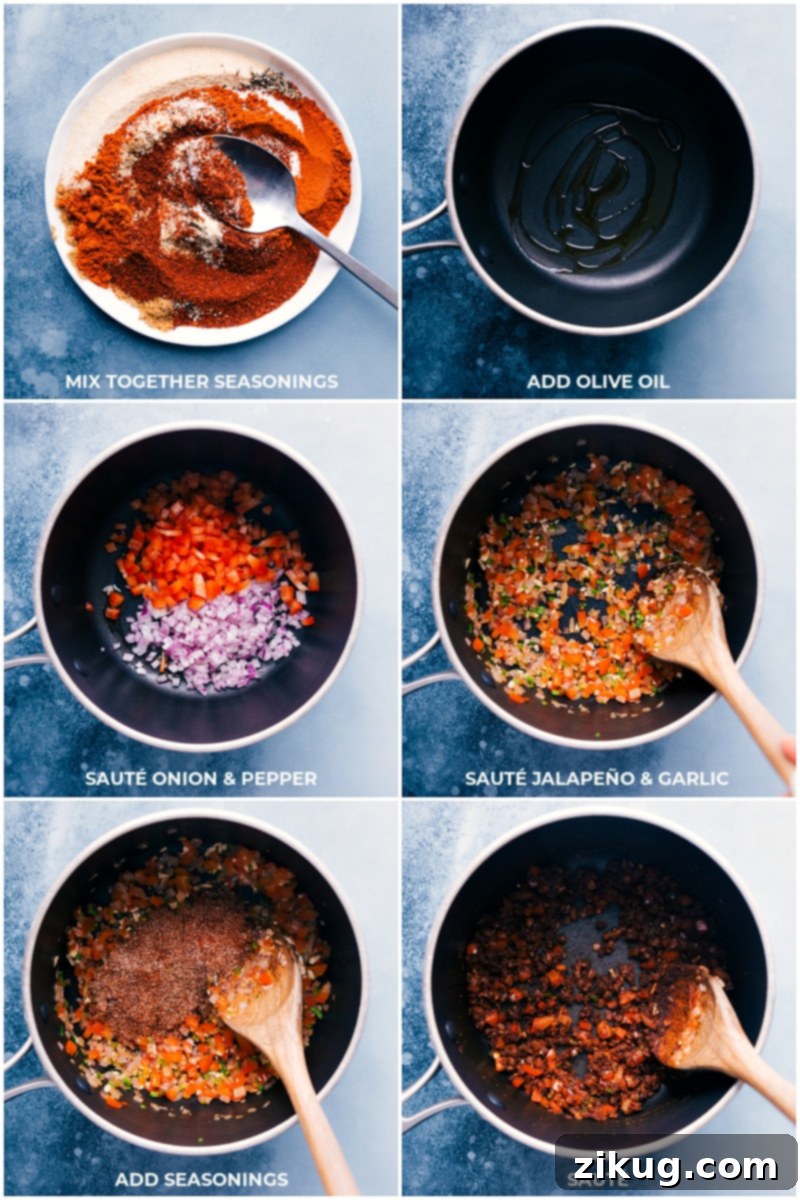 Infusing the egg roll filling with aromatic spices and fresh vegetables. Adding a vibrant mix of spices and freshly chopped vegetables to a hot pan, preparing the rich egg roll filling.