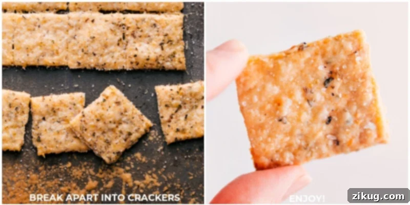Freshly Baked Homemade Crackers Overhead image of a sheet of freshly baked Homemade Crackers, golden and ready to be broken apart.