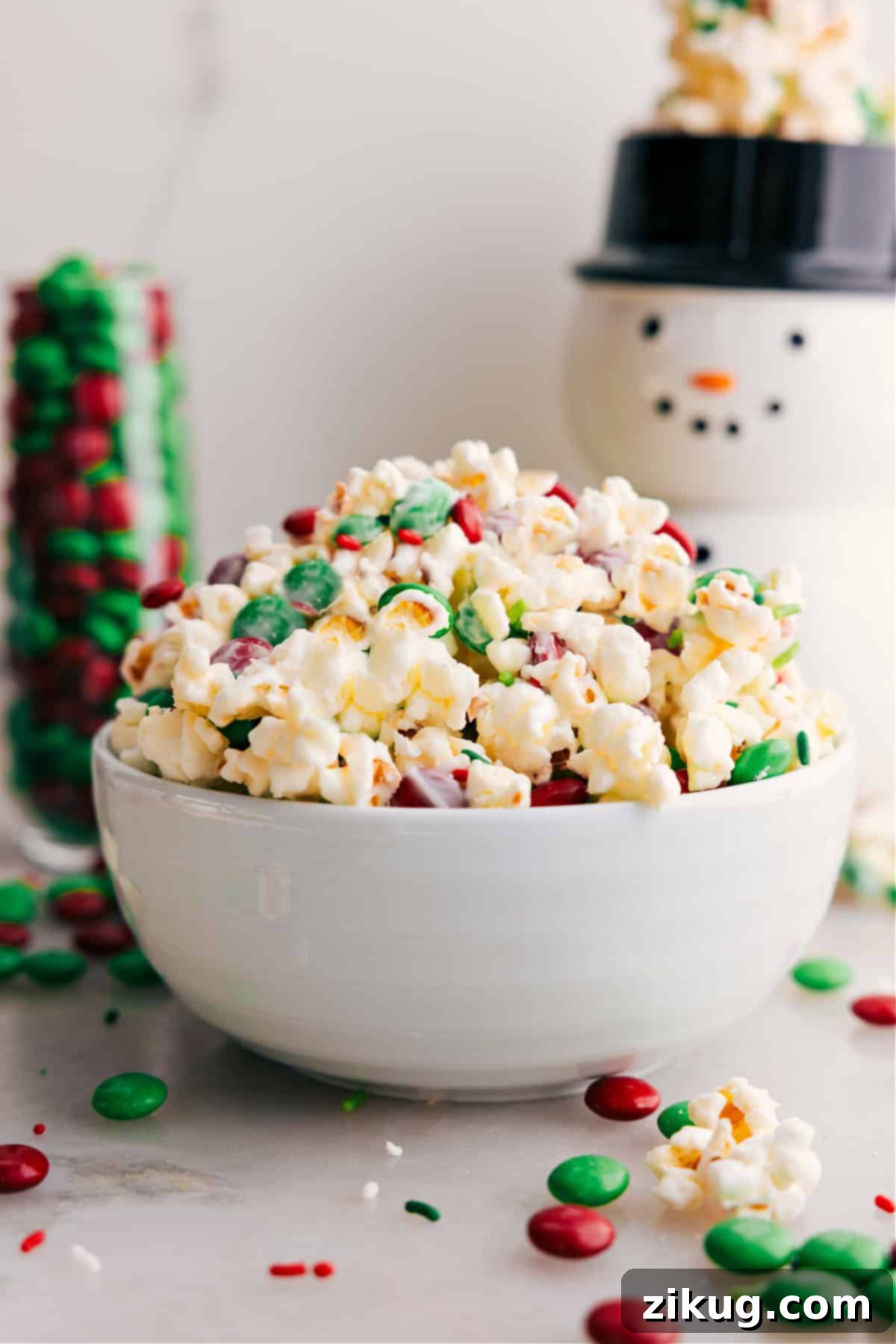 The Best Holiday Popcorn Recipe for Cozy Nights A large bowl filled with festive Christmas Popcorn, perfect for sharing during a holiday movie night or party.