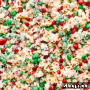 A close-up of delicious Christmas Popcorn in a festive bowl.