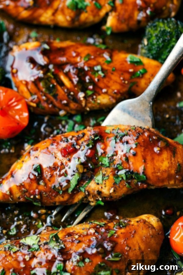 One Pan Balsamic Chicken and Vegetables 6 The final delicious spread of one-pan balsamic chicken and vegetables, perfect for a healthy and efficient meal.