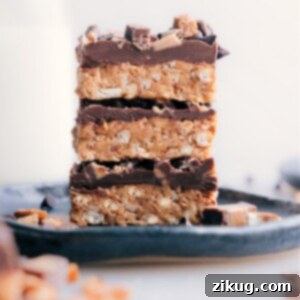 A top-down view of the delicious Peanut Butter Pretzel Bars, ready to be served.