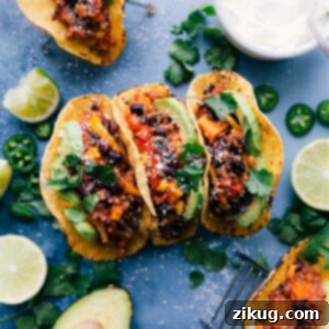 Close-up of a serving of Quinoa Fajitas with fresh toppings.