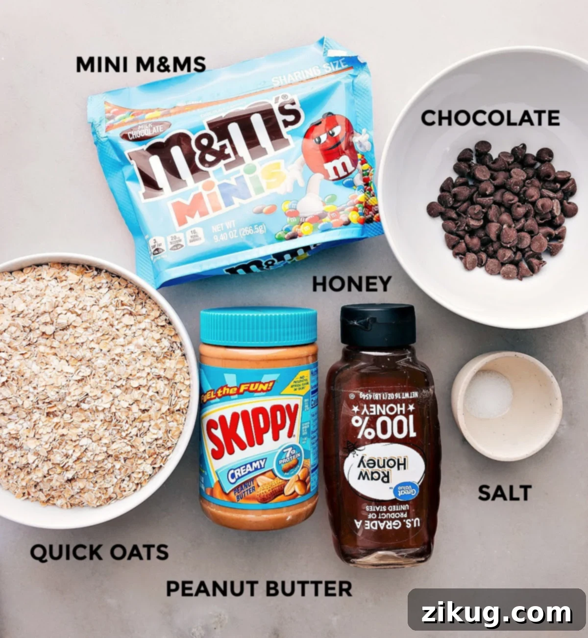 Easy 5-Ingredient No-Bake Energy Bars 2 All the essential ingredients for making these energy bars laid out neatly for preparation.