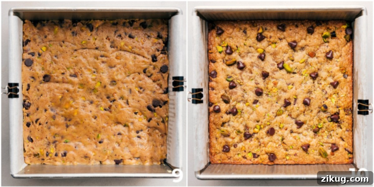 Baking Up Perfect Blondies The golden-brown blondie recipe baking evenly in a light-colored pan, with a perfectly set top and delicious aroma filling the kitchen.