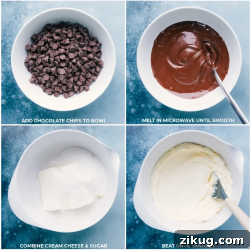 Process shots: Making the Chocolate Cheesecake filling