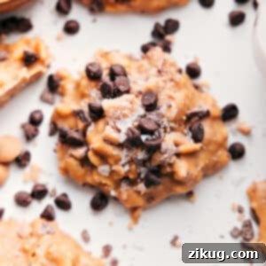 White Chocolate Pretzel Clusters, a perfect sweet and salty no-bake dessert.