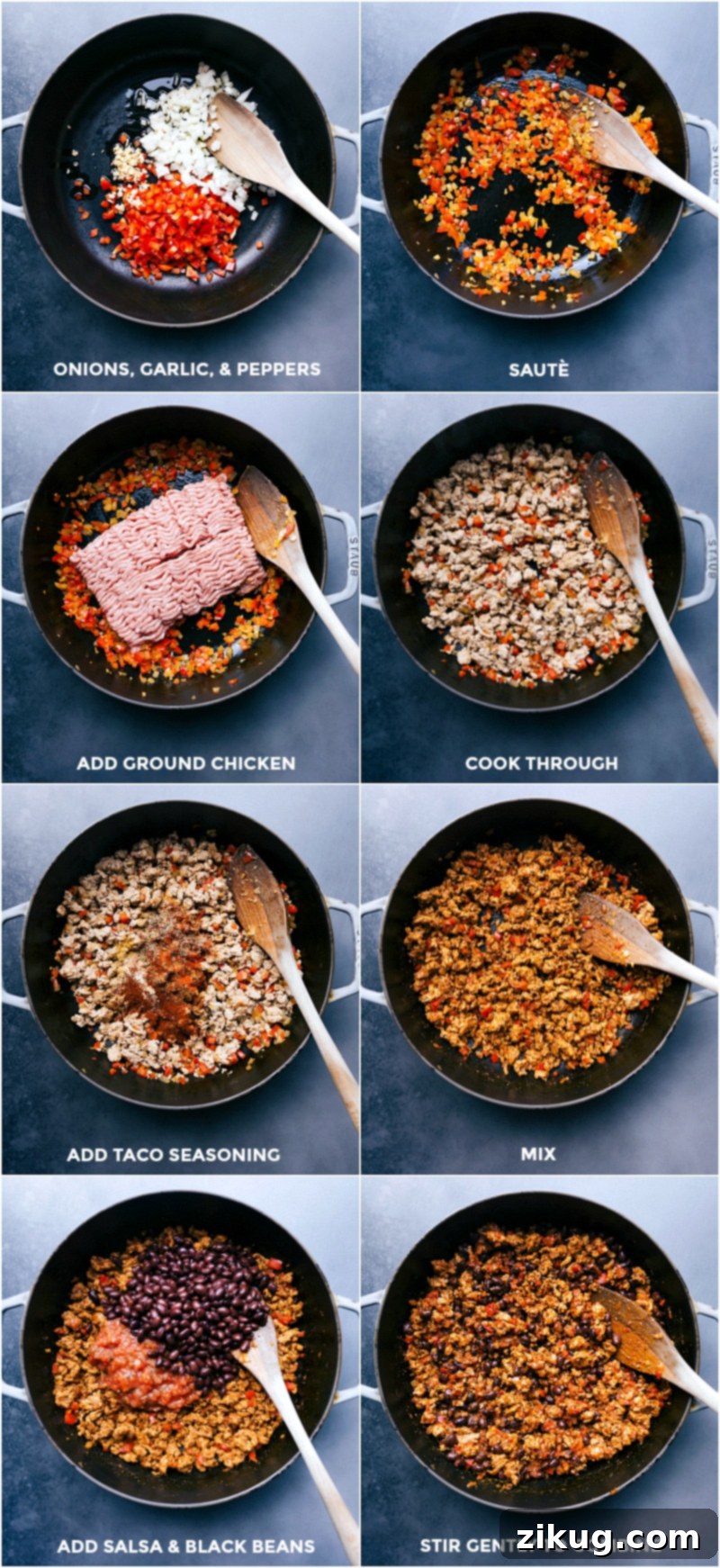 Preparing Turkey Taco Salad: Sautéing Vegetables and Meat Sautéing diced vegetables in a pan before adding ground meat for the taco salad base.