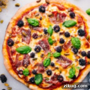 Easy Blackberry Basil Pizza full recipe image.