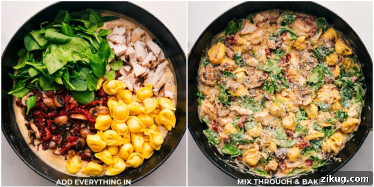 Delicious Marry Me Chicken Tortellini Adding all the ingredients into the pot for this Marry Me Chicken Tortellini.
